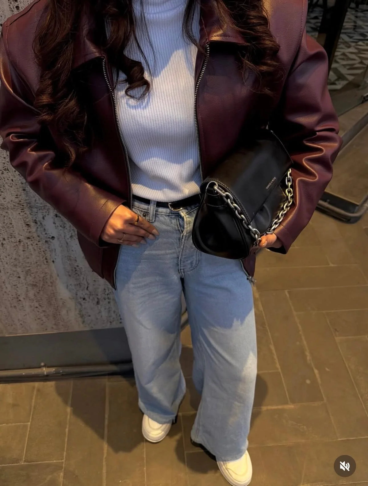 Burgundy Leather Jacket (For Women)