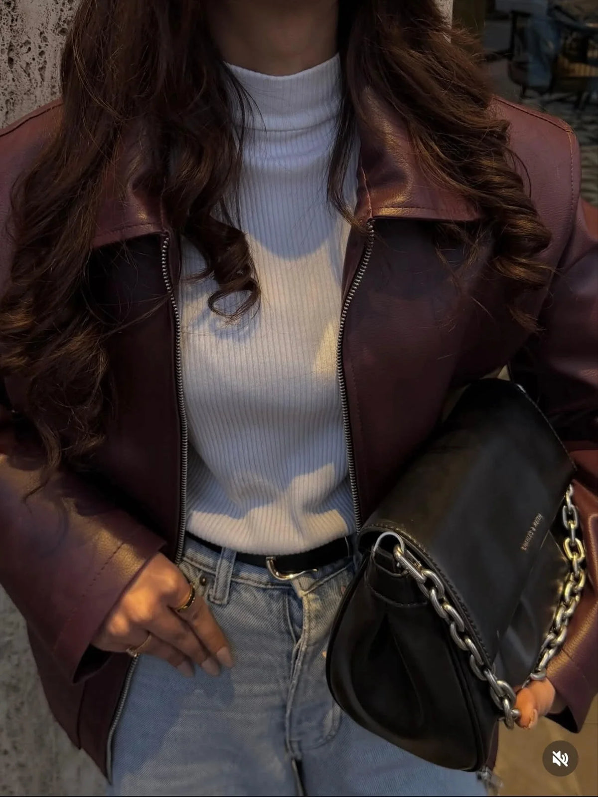 Burgundy Leather Jacket (For Women)