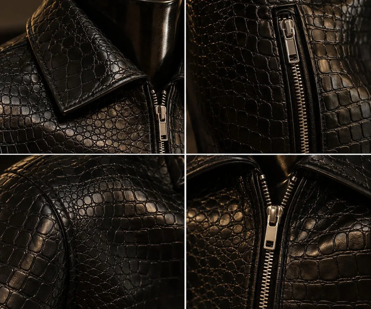 Mafia Black Crocodile Leather Jacket